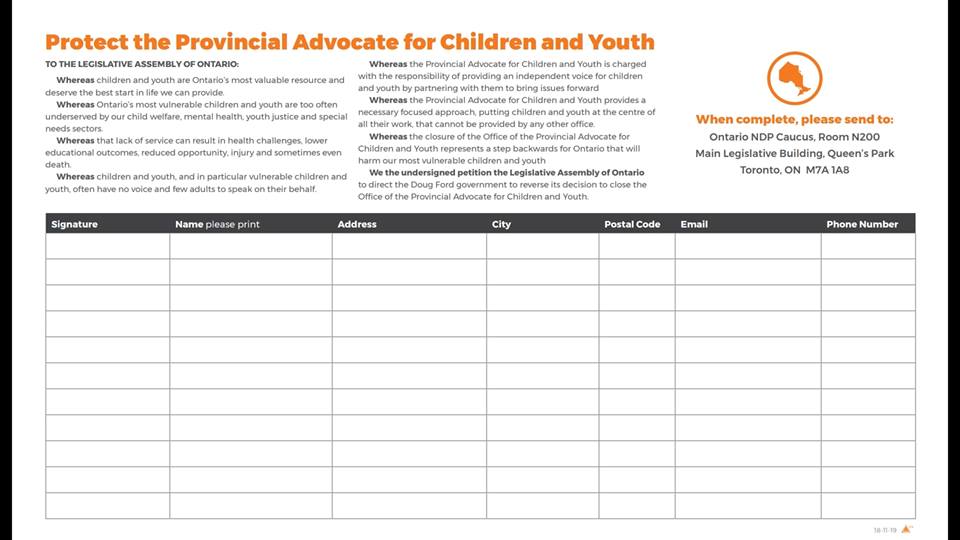 OntAutism's tweet photo. Here is a copy of the petition to save the @OntarioAdvocate. Print &amp; send originals back to @MTaylorNDP 
https://t.co/9CpNSWVgEg #onpoli https://t.co/aTio0wyFHI