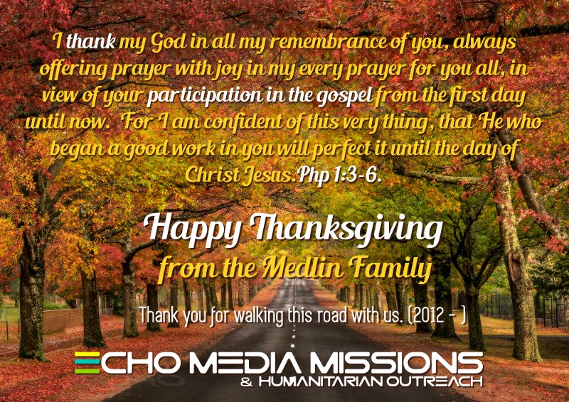 MedlinsMission's tweet image. Repaired Link - Happy Thanksgiving!  We're so grateful for you 😊 - mailchi.mp/a8795c48210e/h…