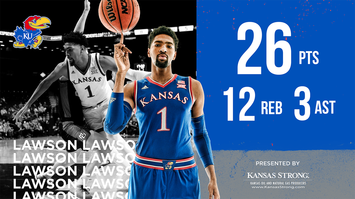 KUHoops's tweet photo. Don't count him out. Dedric Lawson was back and had himself a night. #KUbball https://t.co/ZgQcKrEaSf