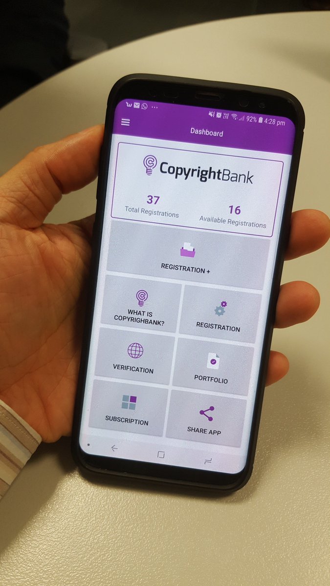 MyCopyrightBank's tweet photo. Our dev team is working incredibly hard on completing our mobile Copyright Registration platform. Here's a sneak preview of one of our wireframes. Stay tuned!
#copyright #intellectualproperty #CopyrightBank #blockchain #NEM https://t.co/plsXE8gGjy