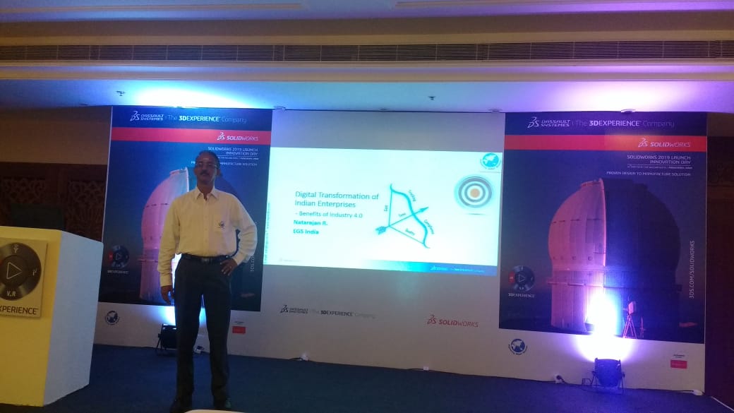 egssolidworks's tweet photo. Mr. R. Natarajan goes #LIVE for His enthusiastic presentation on #DigitalTransformation of India
#EGSSWX19Launch #SWX19Launch @SOLIDWORKSIndia #engineering #manufacturing #3dCAD https://t.co/uTJsuuqagF