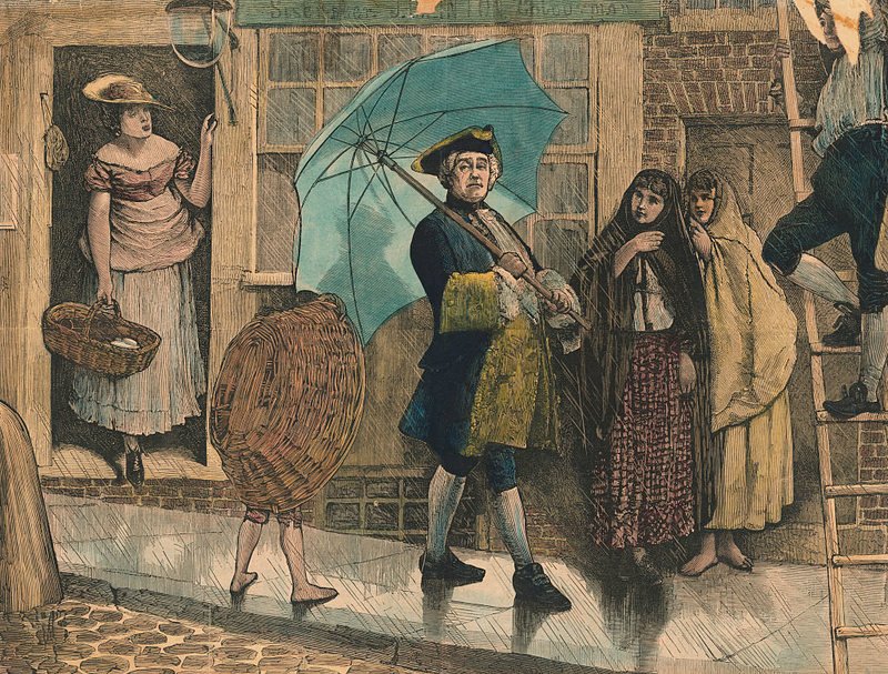 CaeLoe's tweet photo. @historyinmoment English man controversally uses an umbrella in public (1750s) https://t.co/LK3SKpd7jv