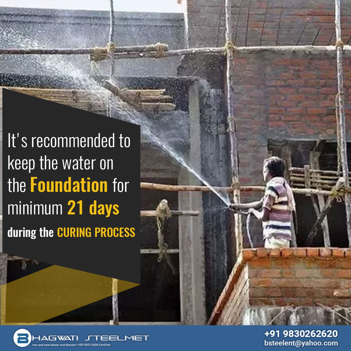Bhagwati__Steel's tweet image. During the Curing Process, we need to keep water on the Foundation.

#HomeBuildingTips #BhagwatiSteelmet