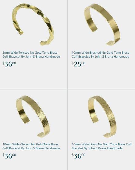 Designer Handcrafted Nu Gold Brass Cuffs by jewelry designer John S. Brana featured on Amazon amazon.com/stores/page/92…  #NuGoldEarrings #BranaJewelry #jewelry #AmazonJewelry
