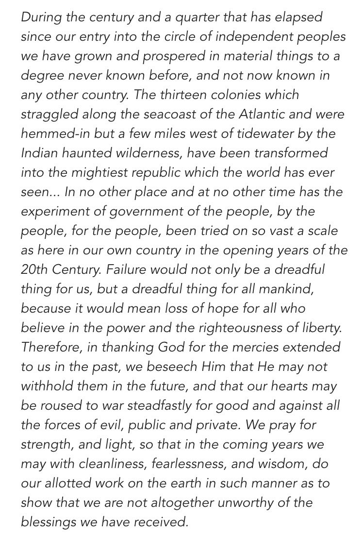 I’ll sign off with a passage from a Teddy Roosevelt Thanksgiving message — a man who knew a lot about time in the wilderness, literal and figurative. You can call it a Thanksgiving blessing from a devout American: /13