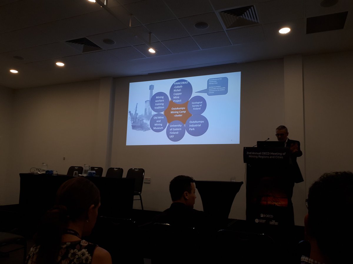 Ilkka Nykänen from <a href="/Josek_fi/">JOSEK Oy</a> at #OECD #miningregions meeting in #Darwin on #Outokumpu #mining camp. Great mining related know-how exists in small area! Including #Mintec  <a href="/GTK_FI/">GTK</a>