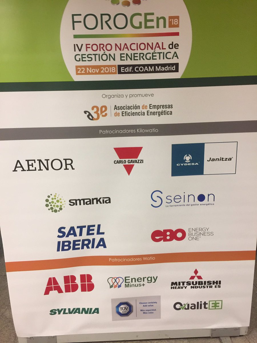 Ya estamos listos para el IV Foro Nacional de Gestión Energética - FOROGEn 2018 un lugar de encuentro para empresas interesadas en mejorar su eficiencia energética y profesionales de la gestión energética. #ebogestion10 <a href="/clusterEE/">Clúster de l'Energia Eficient de Catalunya</a> @Asociacion3e @VectorMotorCont