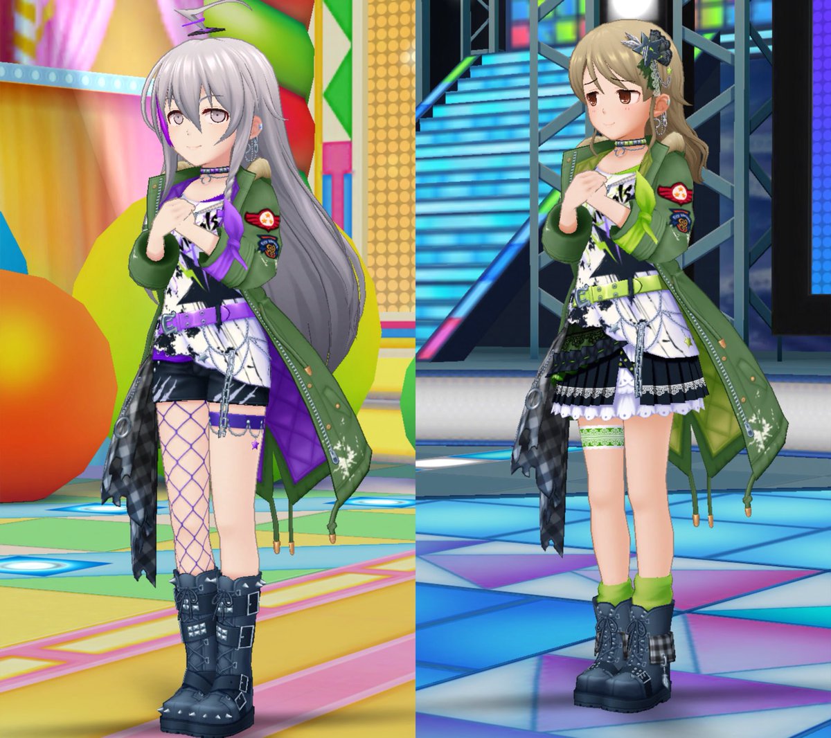 O Xrhsths いっせ ライブ行きたい Sto Twitter Ssr星輝子のindividuals衣装とssr森久保乃々のindividuals衣装を比較してみました ご査収ください デレステ 森久保乃々 星輝子