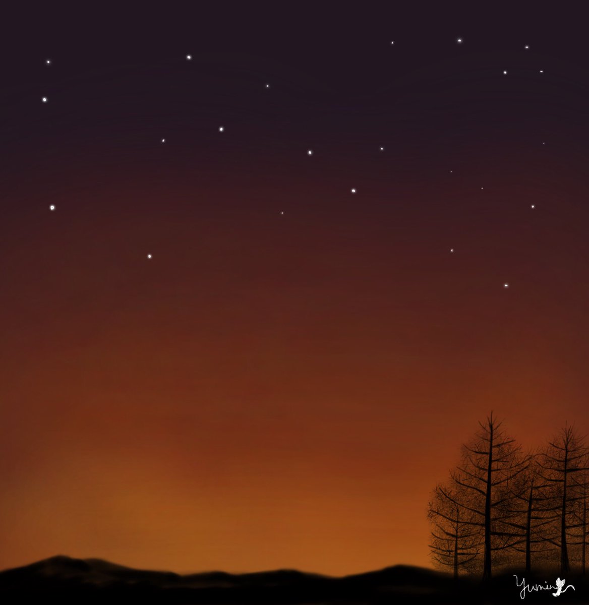 Twitter पर Yumi Winter 冬の空 星空 夕焼け イラスト イラスト好きさんと繋がりたい お絵描きさんと繋がりたい 風景画 お絵描き もうすぐ12月