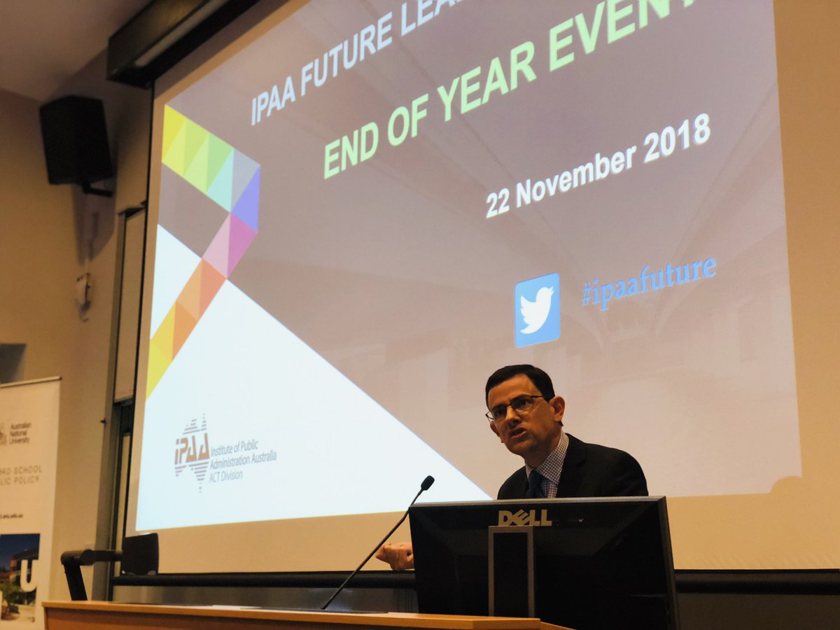 ANUCrawford's tweet photo. Fascinating presentation about the
#APSreview and the future of the public service from David Williamson here at tonight’s @IPAAFuture event. #ipaafuture https://t.co/WejCshVdSz
