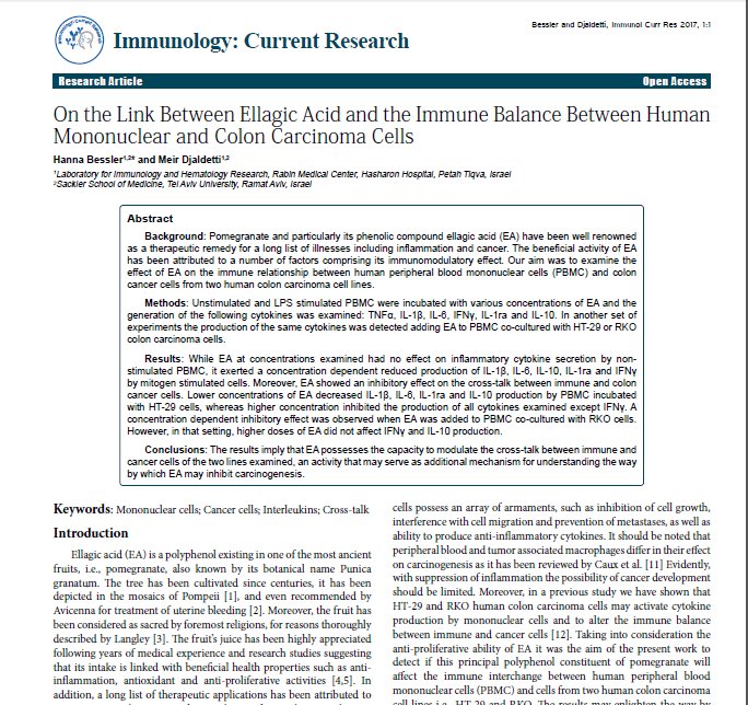 research_immuno's tweet photo. On the Link Between #Ellagic Acid and the #Immune Balance Between Human #Mononuclear and Colon #Carcinoma Cells. https://t.co/asy6ADBTDA