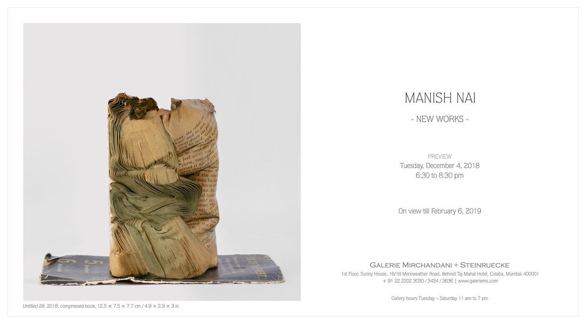 MATTERSOFART's tweet photo. Manish Nai - New Works | Preview Tuesday, December 4, 2018 from 6:30 to 8:30 pm #galeriemirchandani #manishnai #contemporaryart #soloshow #artexhibition #mumbaiartgallery #Mumbai https://t.co/6E5DAZrGpD