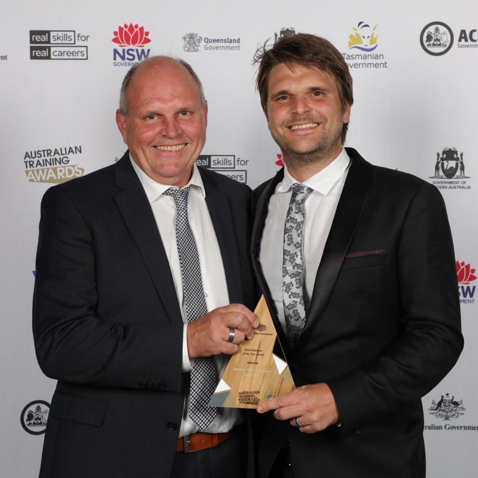 BlueDogTraining's tweet image. Congratulations to one of Blue Dog Training's employers, Spencer Constructions, on taking home the Small Employer of the Year Award at the 2018 Australian Training Awards!