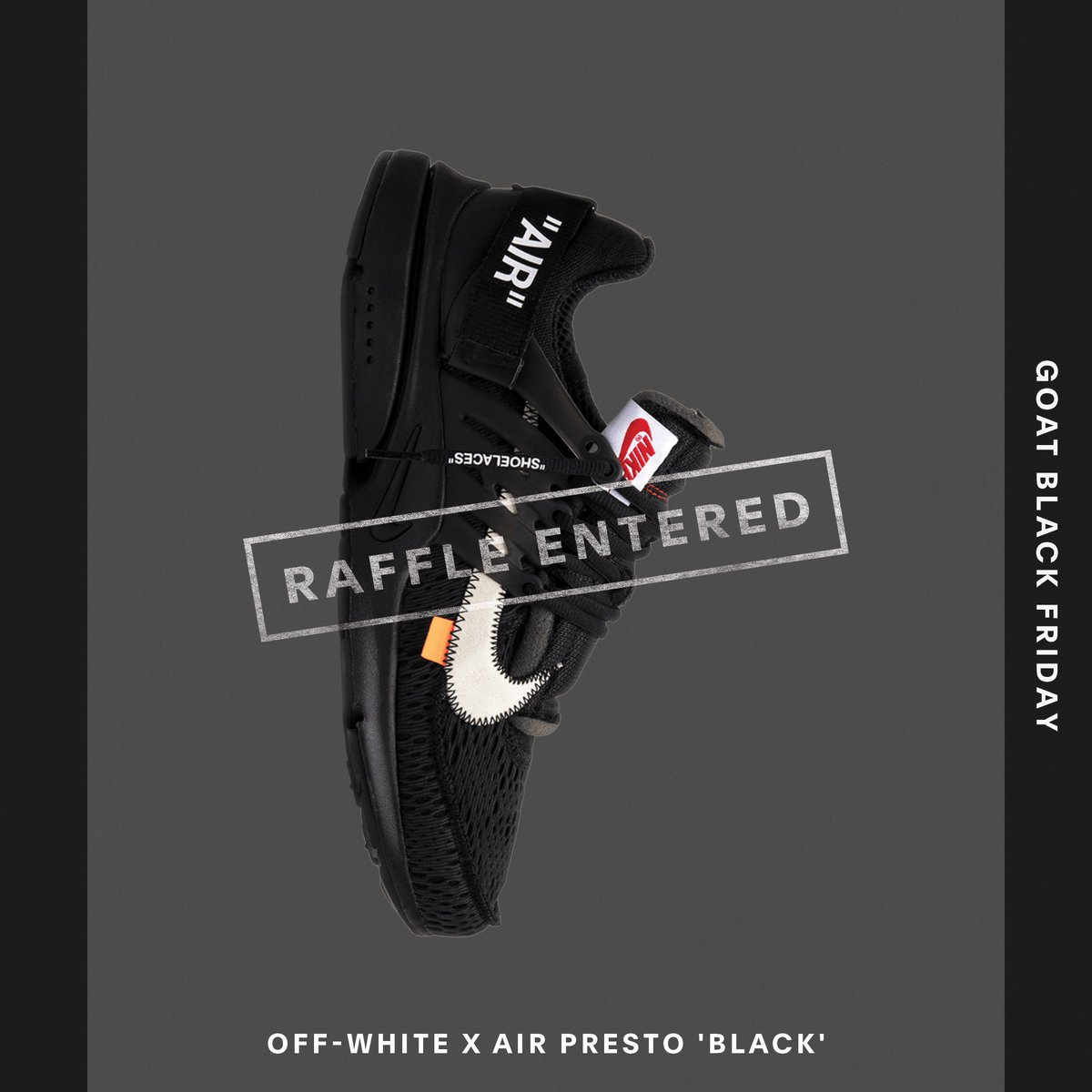ckl970924's tweet photo. Enter the #GOATBlackFriday Raffle for your chance to win the most coveted sneakers and other prizes. @goatapp https://t.co/Upt0LVneDY https://t.co/T4VFM5Va8x
