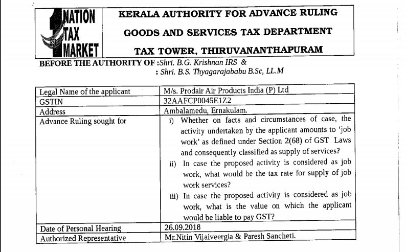 Original copy of GST AAR of M/s. Prodair Air Pvt. Ltd.