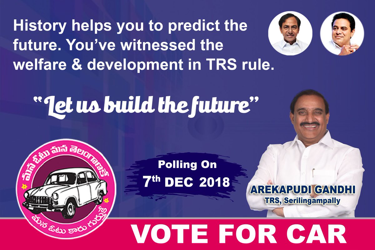 GandhiArekapudi's tweet photo. The people of Telangana have seen the TRS rule and witnessed the welfare and development progress. They want a secure future and are with TRS again. #TelanganaWithKCR 

@trspartyonline @KTRTRS https://t.co/m8BmEh9GYF