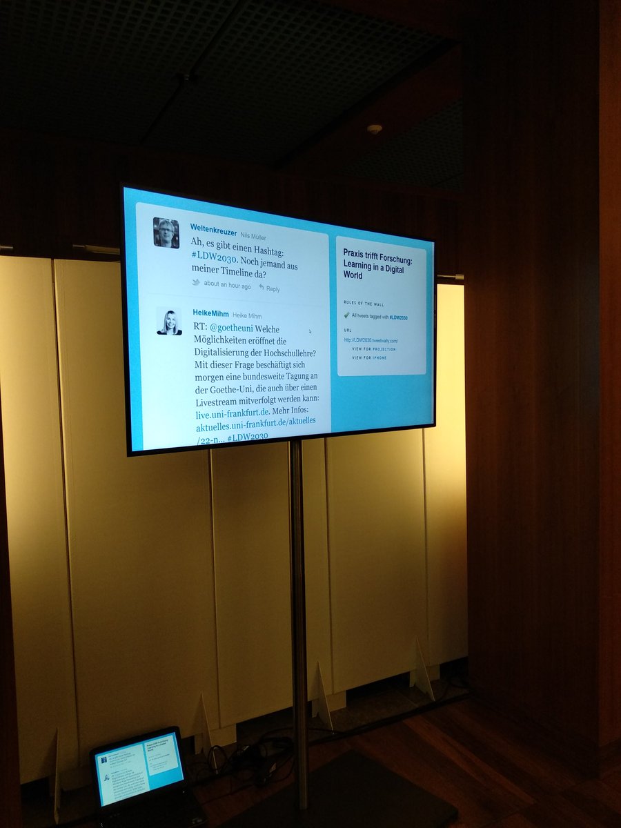 Die Twitter-Wall ist aufgebaut. Wir freuen uns über Beiträge! #LDW2030