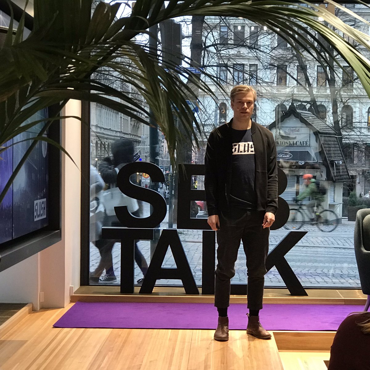 Seb_Hki's tweet photo. First #SEBTalk in Helsinki. The story of @SlushHQ told by @MiikkaKataja. Come and meet the @SalesforceFI and @appexchange team at #Slush https://t.co/iNVfVKneQR