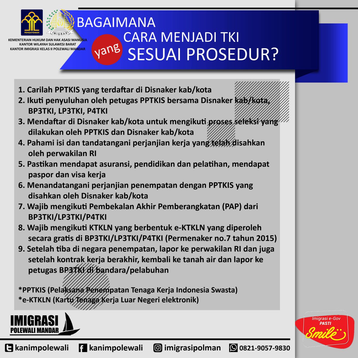 Sobat Mido, admin punya sedikit informasi mengenai TKI Prosedural nih. Mohon disimak ya!

#stoptkinonprosedural 
#stopperdaganganorang 
#stophumantrafficking 
#ditjenimigrasi
#imigrasipolman
#imigrasi #polewalimandar