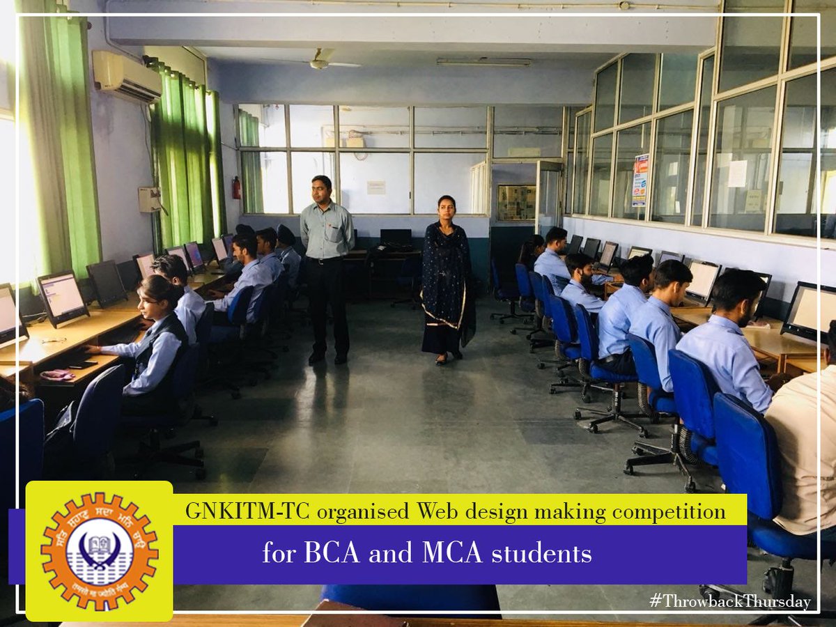 GNKITMIndia's tweet photo. #ThrowbackThursday GNKITM-TC organised Web design making competition for bca and mca students
where the Winners were-
Ist -Monika-MCA-2
2nd-Manish-BCA-3
3rd-Pallvit-BCA-3
.
.
#GNKITM #GuruNanakKhalsaInstituteofTechnologyandManagement #LifeatGNKITM #WebdesigningCompetition https://t.co/proZ77KAIk