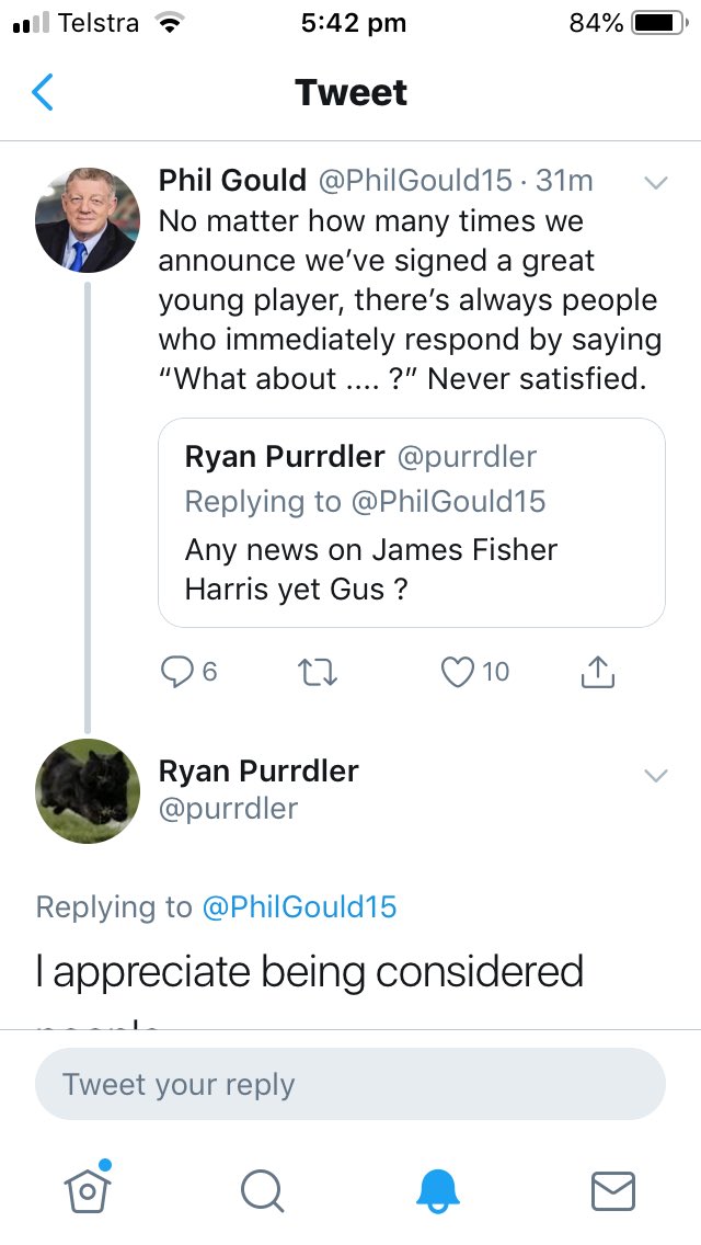 purrdler's tweet photo. Who hurt you @realDonaldGould ? 
Why do you block fans who ask you reasonable questions ?
A deep need for admiration and attention ? Can’t cope with anyone who challenges you’re inflated view of self/ fragile ego ..
#narcissist no wonder Penrith can’t keep a coach https://t.co/z1UULzrNcc