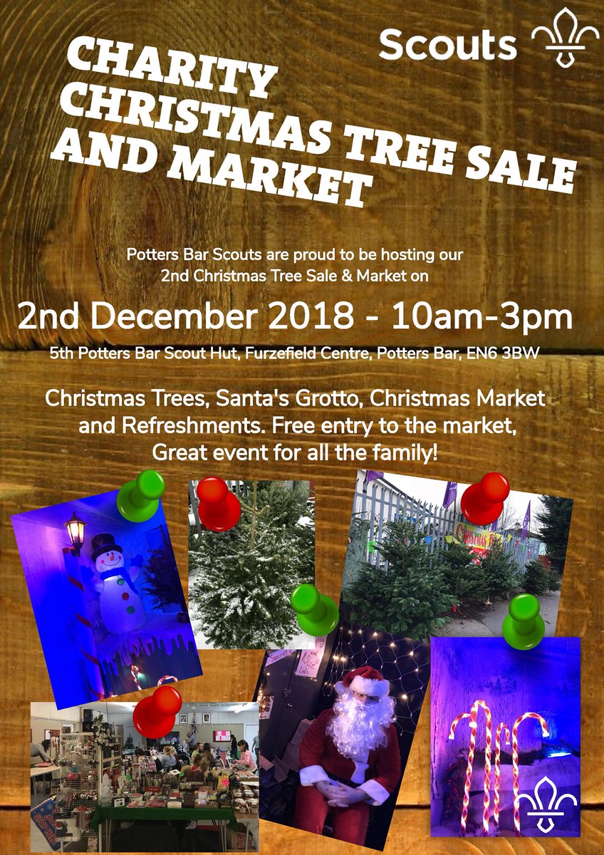 **Please support our Christmas Tree Sale & Market in conjunction with the 5th Potters Bar Scout Group on Sunday 2 December 😊** @HertsScouts @1stCuffley @PottersBar @whtimes @AnnetteScouts @4thPb @CCHertsScouts