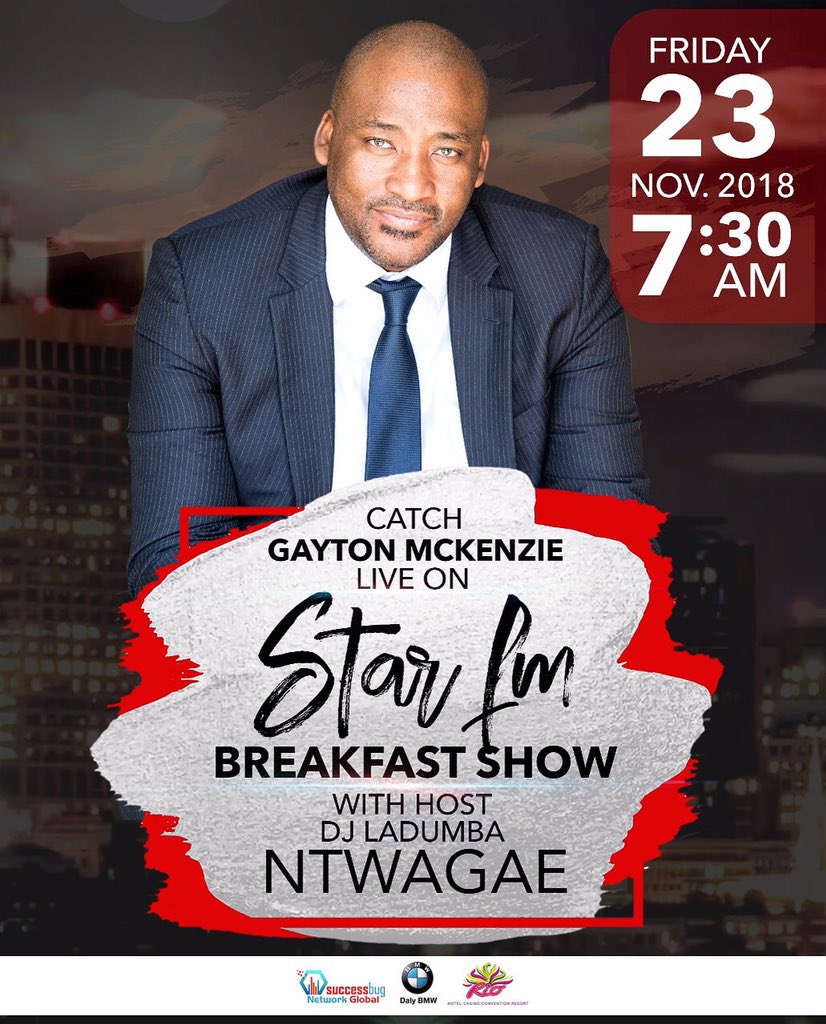 GaytonMcK's tweet photo. Matlosana!!! Re mmogo tomorrow morning on the Star FM breakfast show with DJ Ladumba Ntwagae - 📻 102.9 FM https://t.co/CFG3ZhIbAE