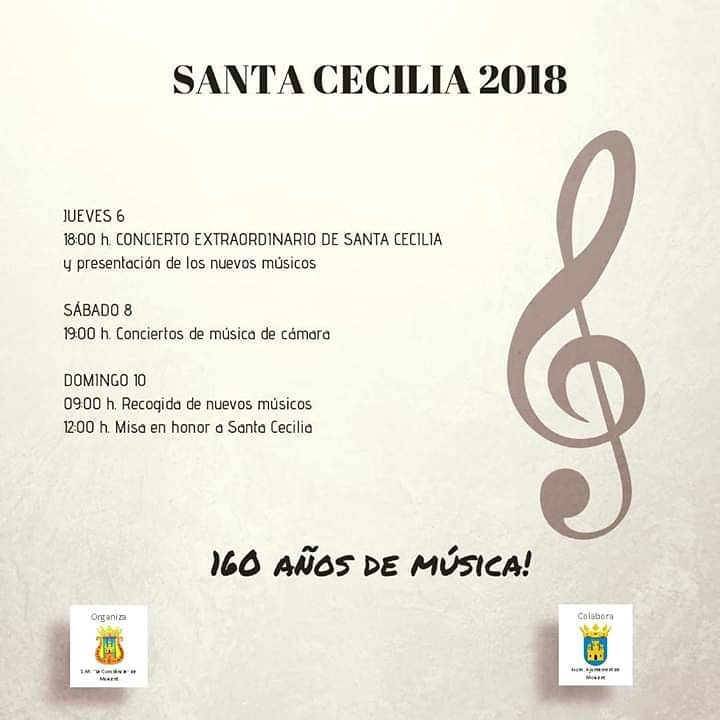 Hoy es el día de nuestra patrona SANTA CECILIA! Así que aprovechamos esta ocasión para informaros de los actos que vamos a llevar a cabo para celebrar nuestro día. Os esperamos!