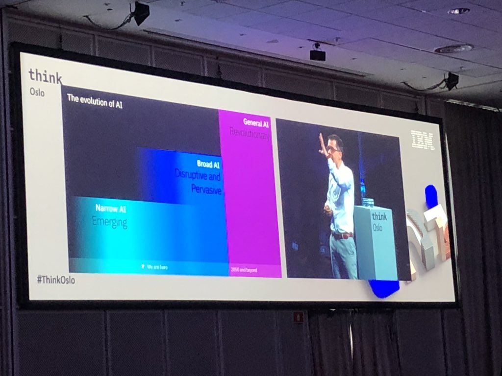 TheNANDCat's tweet photo. #ThinkOslo IBM conference with @WouterDenayer speaking about machine learning and how output data has become now input data. Still the complexity of the real world represents a challenge for deep learning. #trainingmachines #computer #Ai #narrowAi https://t.co/fiE59cJ51y