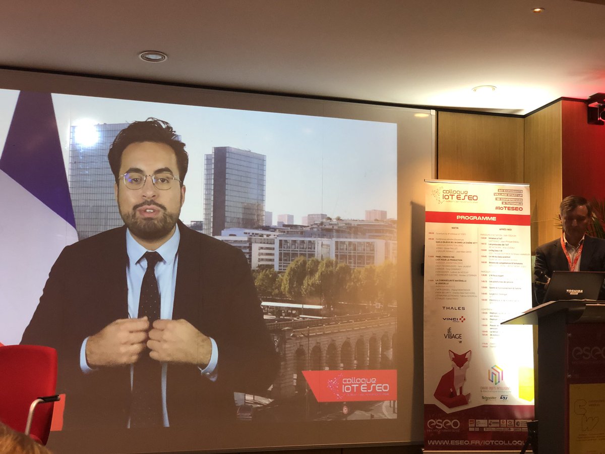 🦊 Lancement du 4e Colloque #Iot à @Groupe_ESEO avec une video du Secrétaire d’Etat au #numerique, Mounir #Mahjoubi. Merci ! #electronique #digital #IA #IoTESEO #strategie #ConnectedWeek #Innovation 
<a href="/AngersTech/">La French Tech Angers</a> <a href="/LaFrenchTech/">La French Tech</a>
