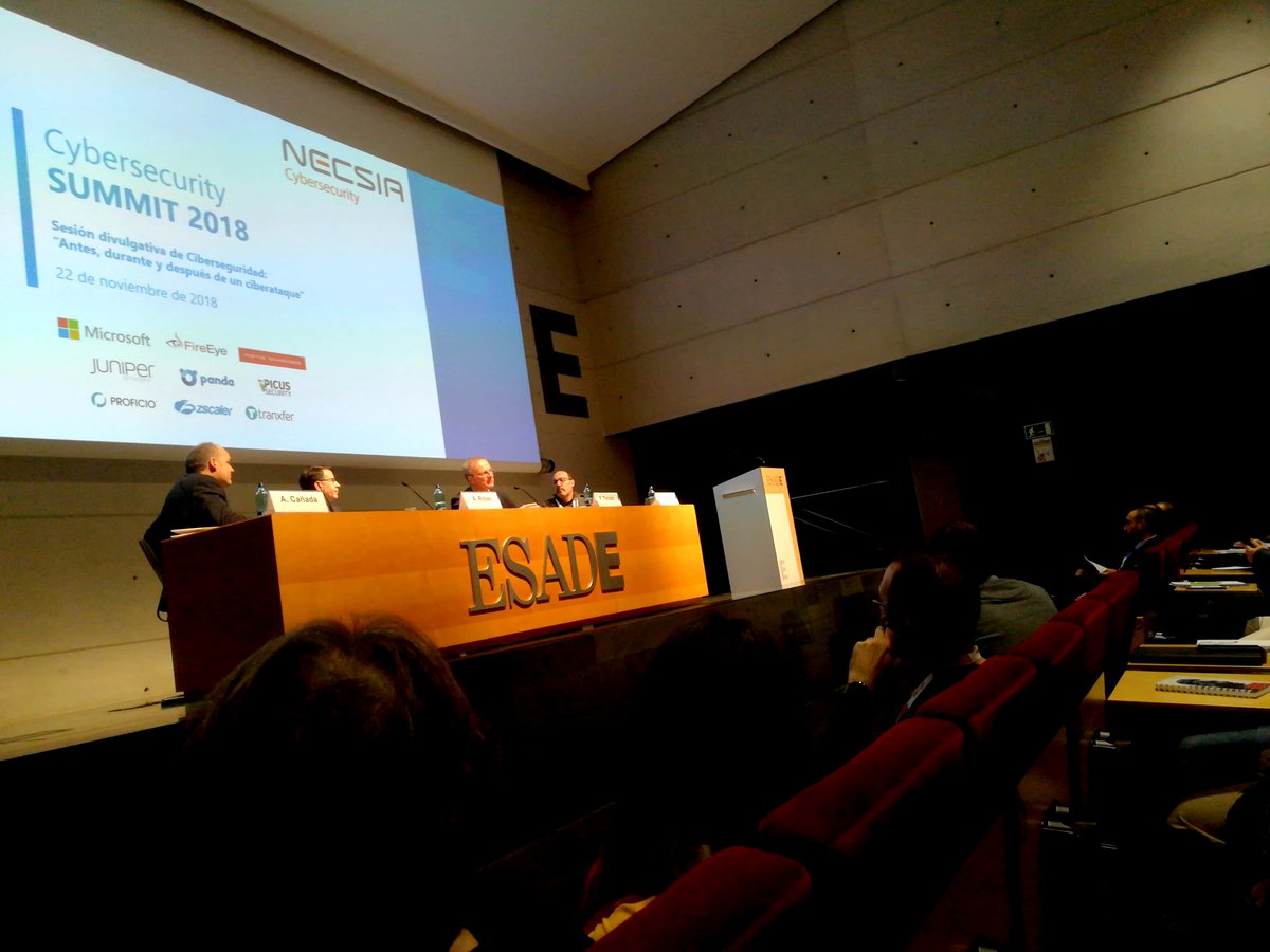 SafeGov's tweet photo. Al #CyberSecurity Summit 2018 a @ESADELawSchool
"Abans del ciberatac: mesures preventives i formació"
Taula rodona moderada pel @xribas
#SafeGov https://t.co/xi8nje2qXt