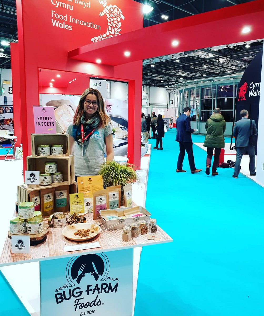 Today's the last day of #foodmatterslive2018 in #London. We are showcasing our #cricketcookies & #cookbakecreate ingredients  for the gifting market. Come and say hello - stand 410/420 #fooddrinkwales #ThisisWales #foodinnovationwales #ExCel #entomophagy #edibleinsects #cookies