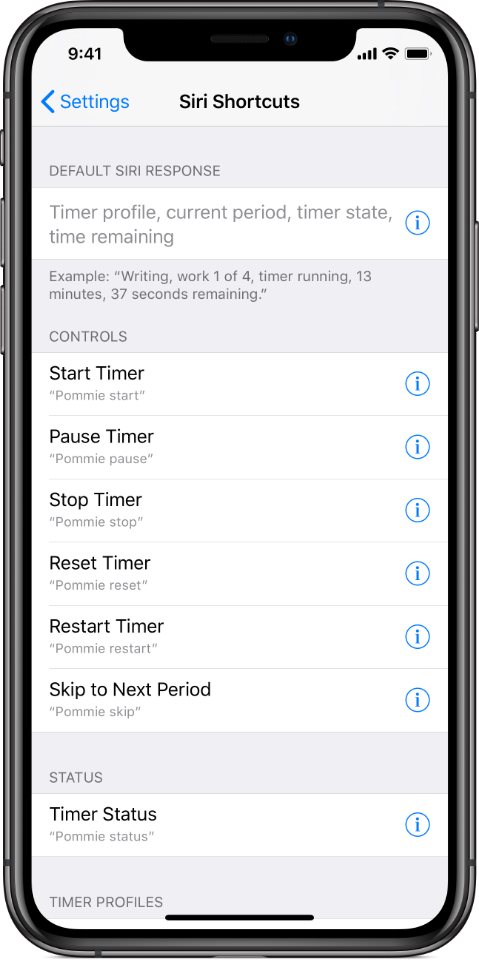 Hacknicity's tweet image. Big update to my Pomodoro timer app Pommie today! Siri shortcuts to control the timer and view its status. Widget-like custom response UI. Customisable response text. Use Apple's Shortcuts app to script Pommie. Works with the Watch app too, of course! hacknicity.com/post/180371702…