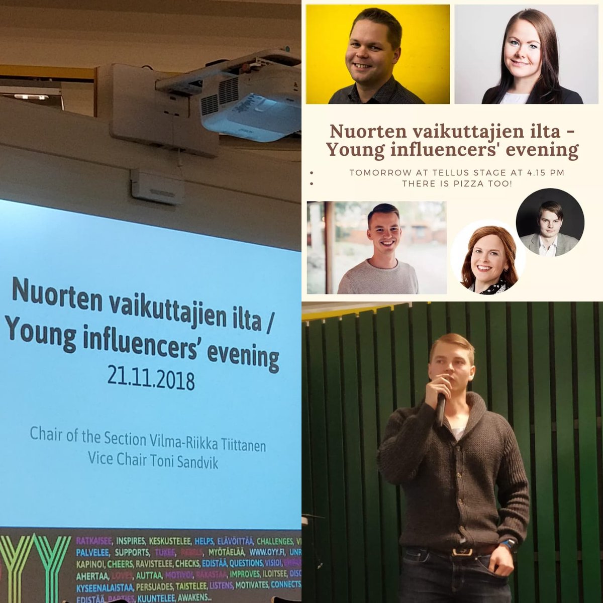 Electorate_EU's tweet photo. Loistavat panelistit @NiiloHeinonen @JussiYlitalo @MiinaAnniina keskustelemassa Nuorten vaikuttajien illassa vaikuttajana olemisesta! Tilaisuudessa mukana myös @KpKorolainen Electoratelta kertomassa toisenlaisesta vaikuttamisen kokeilusta @UniOulu @oulunkaupunki #vaikuta #oulu https://t.co/Ba0C3f95ea