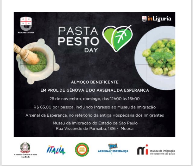 larosa_filippo's tweet photo. Stiamo a tavola tra amici!
Domingo 25 la #settimanadellacucinaitaliana é solidária!
Almoço beneficente no @arsenaldobrasil . 
Estamos junto @ItalyinSaoPaulo @LiguriaOnLine @MuseuEmigracao , @ENIT_italia e Accademia della Cucina de San Paolo. https://t.co/NZegyMk1kW