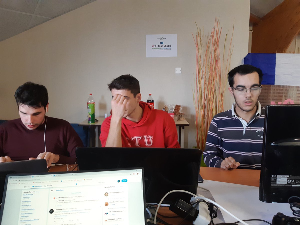 TooHighForGreen (@toohighforgreen) on Twitter photo Après une courte nuit un bon petit déjeuné offert par le <a href="/groupeesaip/">ESAIP École d'Ingénieurs</a> nos programmeurs de choc son requinqué par les classements intermédiaires du <a href="/Design4Green/">Design4Green</a>, merci et bravo à eux!!!
#Design4Green #dontcodelikeapig #motivated #mercilesaip Après une courte nuit un bon petit déjeuné offert par le <a href="/groupeesaip/">ESAIP École d'Ingénieurs</a> nos programmeurs de choc son requinqué par les classements intermédiaires du <a href="/Design4Green/">Design4Green</a>, merci et bravo à eux!!!
#Design4Green #dontcodelikeapig #motivated #mercilesaip
