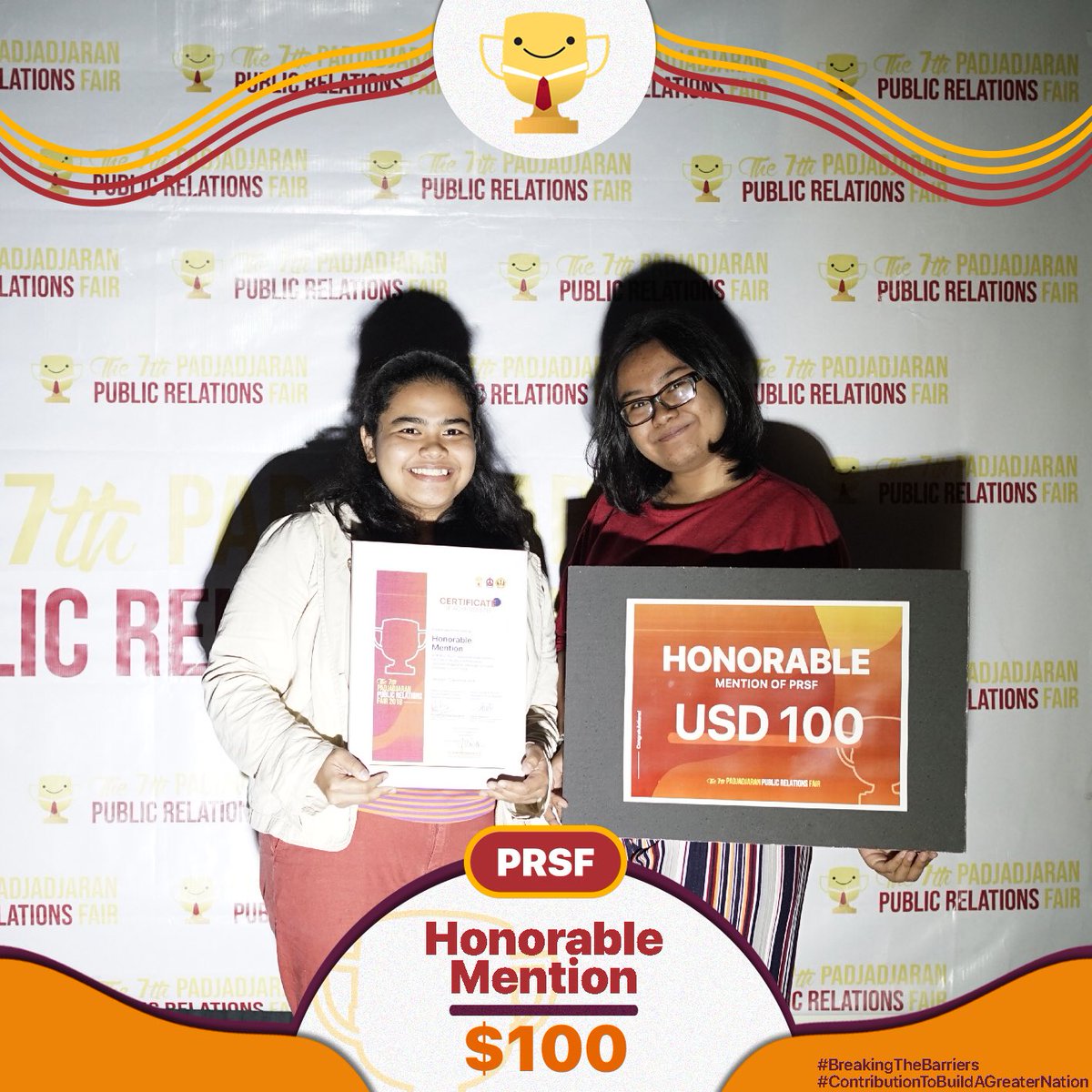 Once again, we would like to congratulate all winners of The 7th Padjadjaran PR Fair! Finally, all the hard work you did has been paid off!  

Also thank you to all finalists for contributing by giving ideas in creating better solutions for the welfare of the disabled.