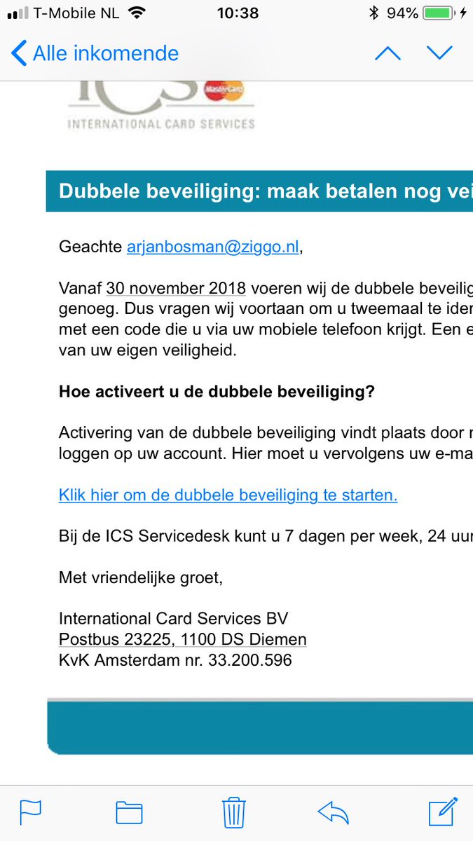 Lekker dit soort mails #spam #fishing <a href="/ics/">ICS</a> #waarschuwing #nietintrappen