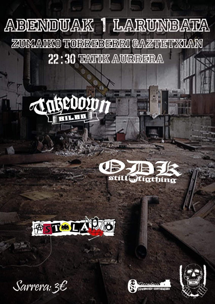 Abenduak 1, Zumaian <a href="/Astalapo/">Astalapo</a> eta bilboko #takedown lagunekin egongo gara oholtza erretzen!