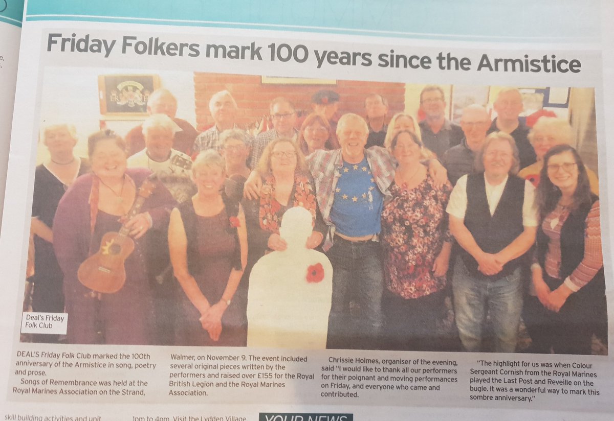 thank you @doverexpress for covering the Deal Friday Folk Clubs Songs of Remembrance evening