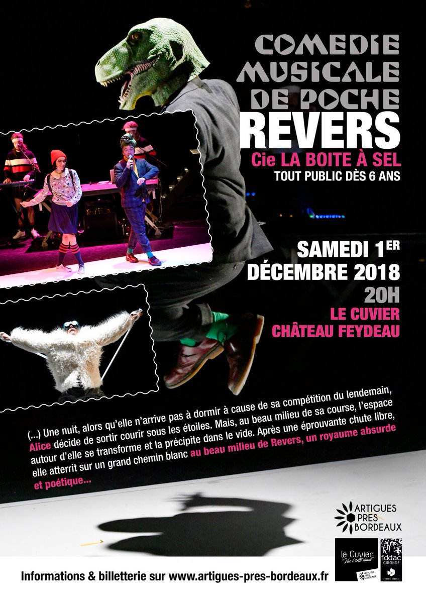 REVERS, la #comédiemusicale de poche pour #enfants !
Revers, un royaume absurde et poétique...à découvrir ABSOLUMENT ! 
le Samedi 1er Décembre 2018 à 20h au Cuvier de Feydeau
Infos &amp; Résa sur artigues-pres-bordeaux.fr/REVERS-COMEDIE…