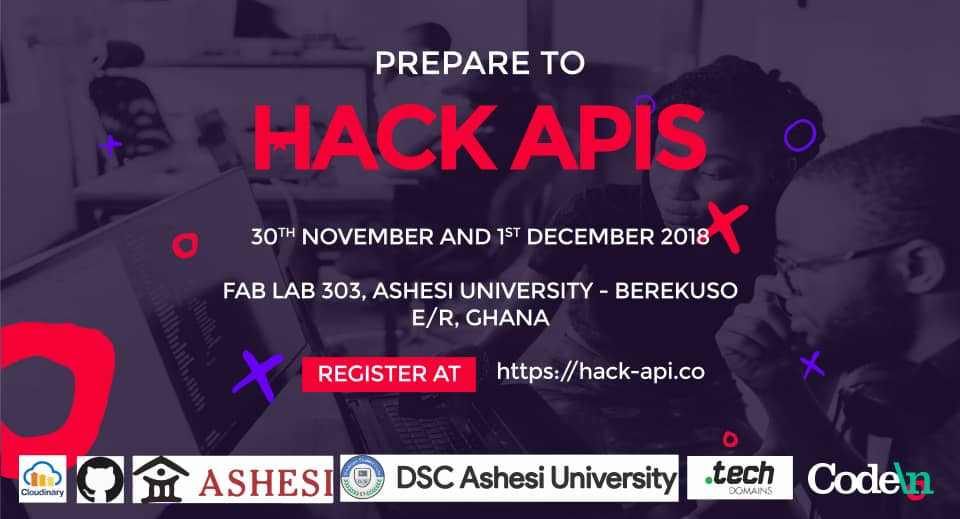 Codeln_spaces's tweet photo. Join us to #HackApis at @Ashesi next weekend, cool prizesπ to be won! Register now: https://t.co/4jH5hJMOjm
@cloudinary @github @dottechdomains https://t.co/FcVSlfff87