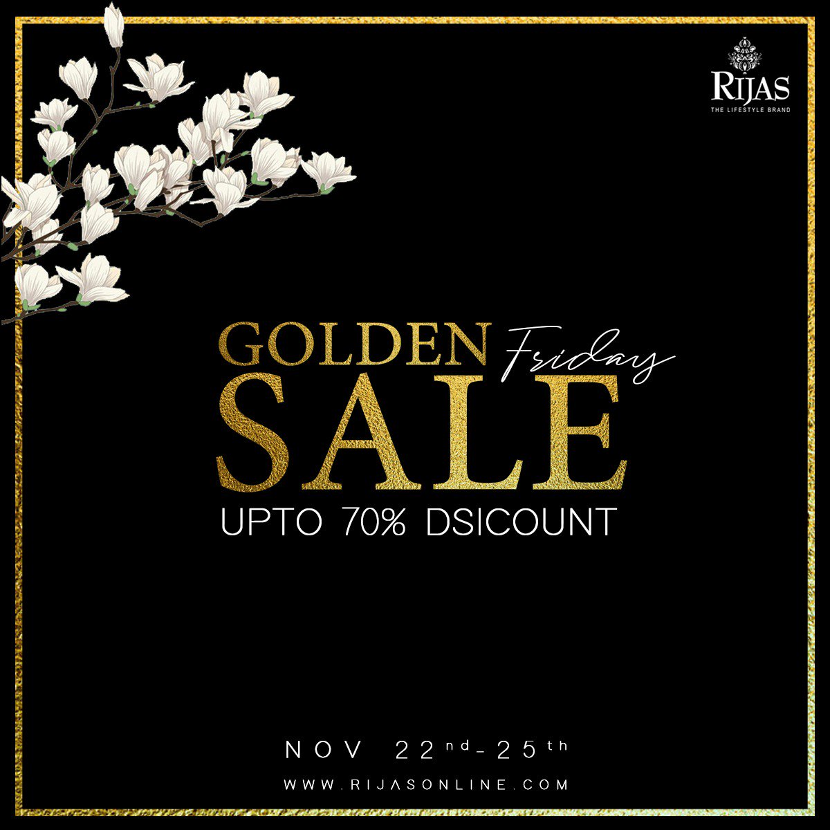 officialrijas's tweet photo. Golden Friday Sale - UPTO 70% DISCOUNT 
Are you ready to avail discounts? Our biggest sale of the year just started!
Starting from Nov 22nd - 25th , get the discounts while your favorite shades last!
#Rijas #Rijasinfinty #SALE #GOLDEN #goldenfriday #bigsale #saleoftheyear #rijas https://t.co/XAtMGEeS8t