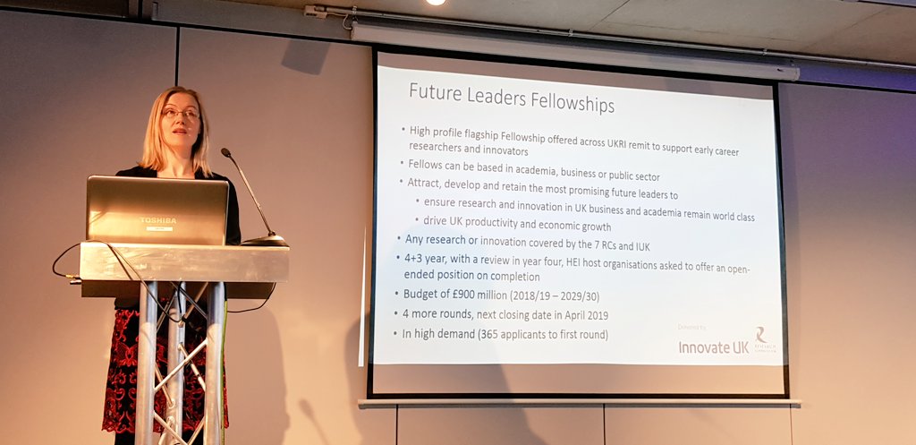 Fielding20's tweet photo. RT @FionnualaCostel on Future Leaders Fellowships.  @UniofExeter @UofE_Solutions - lots of opportunity for impact minded academics  #ktpconf2018 https://t.co/gLEuBlojvy