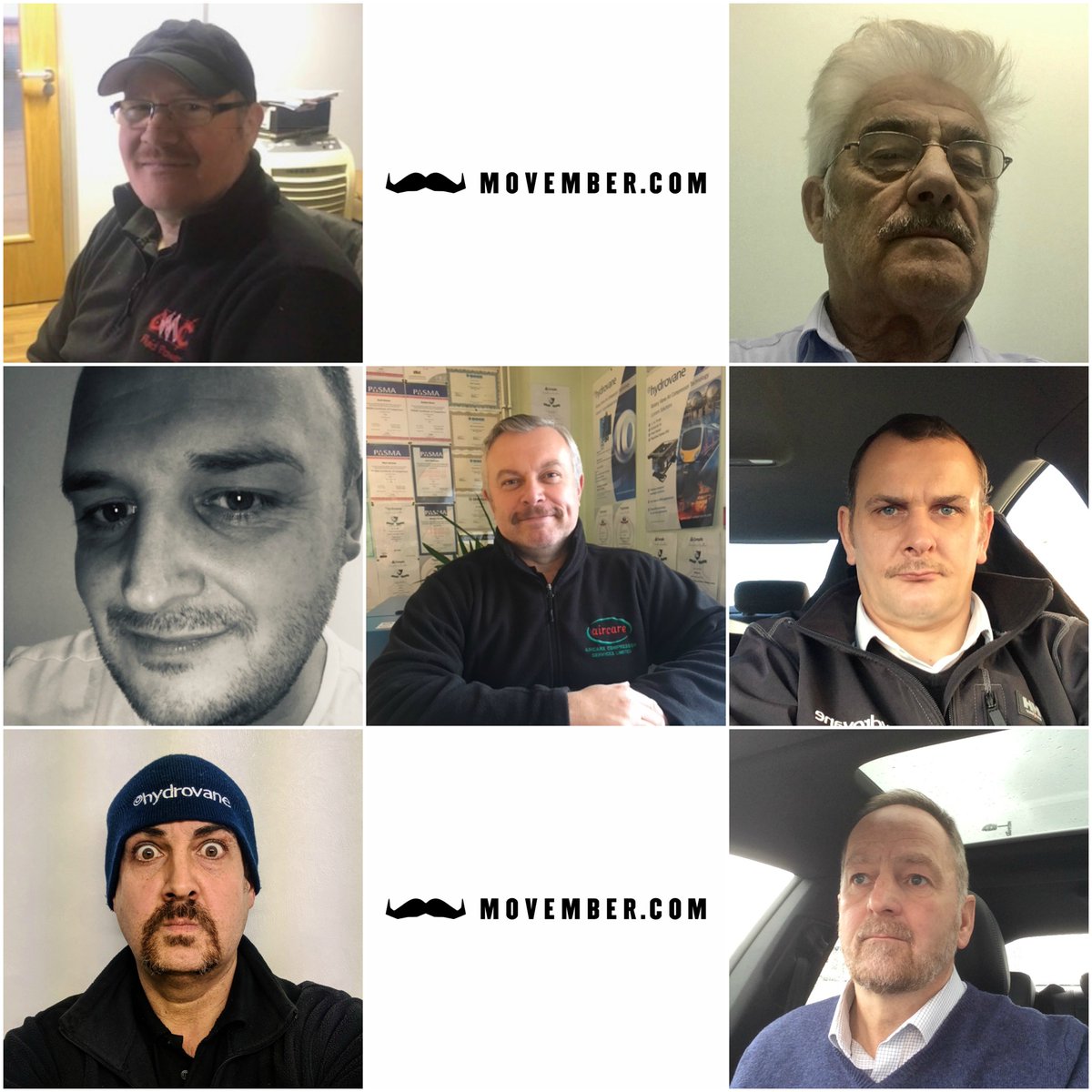 Aircarecomp's tweet photo. 22 days down....8 days to go! Please dig deep for this itching hairy lot of #mo's doing their bit for @MovemberUK #menshealth #movember #showusyourmo @aircarecomp. To donate, no matter how little, follow this link https://t.co/8Z4mk4pkdh https://t.co/fjP2N3yfOp