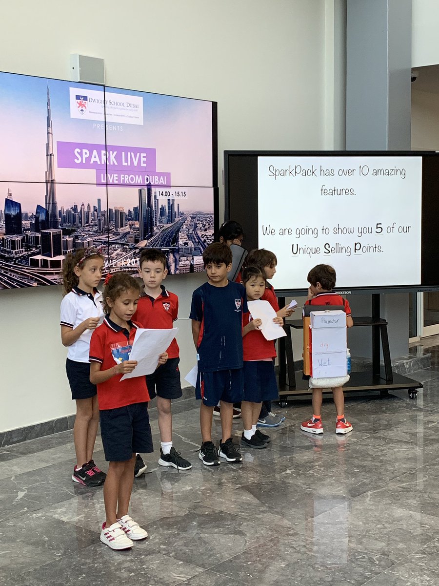 DwightSchoolDXB's tweet photo. ‘Spark Inventors’ from Grades 1-3 designed a SparkPack backpack with some amazing features including a tracking device, multiple charging options and shock absorbing qualities. #CreatingSparks #innovation #education #SparkWeek ⚡️ https://t.co/HQaUM8C875