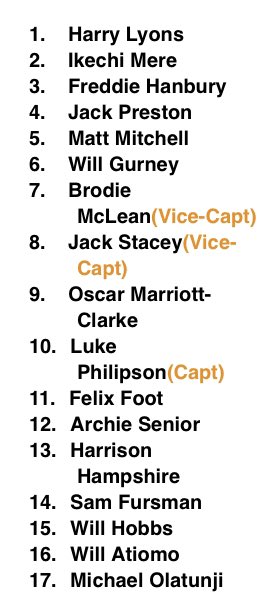 This is the lineup for the last home game of the season. We play <a href="/mts_rugby/">MTS Rugby</a>. KO : 2:15pm. #Etonsblackandblue