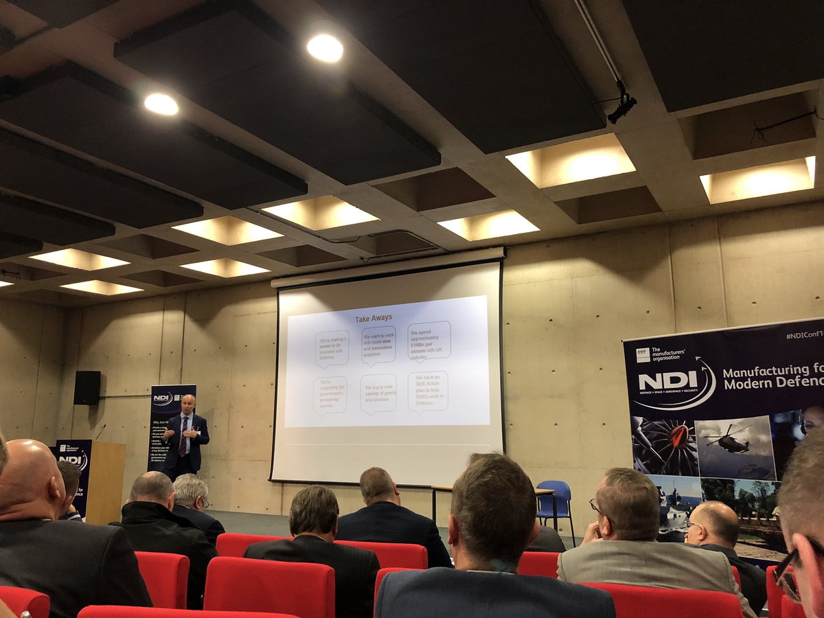 Excellent talk @NDI_UK Manufacturing for Modern Defence conference from Jim Carter, @DefenceHQ re the MoD’s approach to SMEs & the supply chain, enabling #agileprocurement - a remit which strategically aligns with the aims of @3cdse #defence #security #3cdse