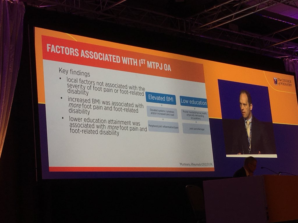 bartoldbiomecha's tweet photo. Interesting slide suggesting lower education which 👉 greater likelihood of labour intensive w/b occupations are involved with 1 st mpj oa.. #COPConference2018 #podiatry #bugtie #oa https://t.co/3YlQIOQsxr