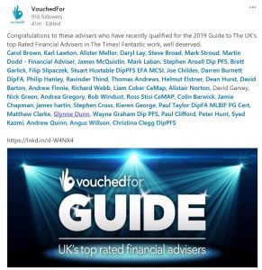 Proud to be listed in The Times 2019 UK Top Rated Financial Advisers! myfinancefriend.co.uk/proud-listed-t…